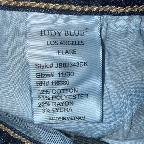 Judy Blue Flare Jeans Women’s Sz 11 / 30 Dark Blue - Picture 5 of 6
